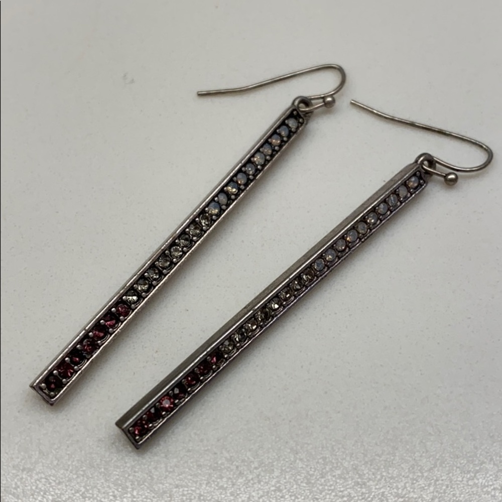 Purple and clear diamond dangle earrings